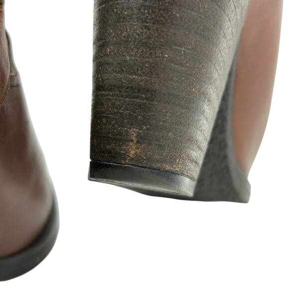 Krbonell Brown Ankle Boots Booties Cut Out Russet Leather Block Heel Size 7.5 - Picture 9 of 12